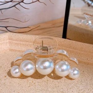 Large Rounded pearl claw clip